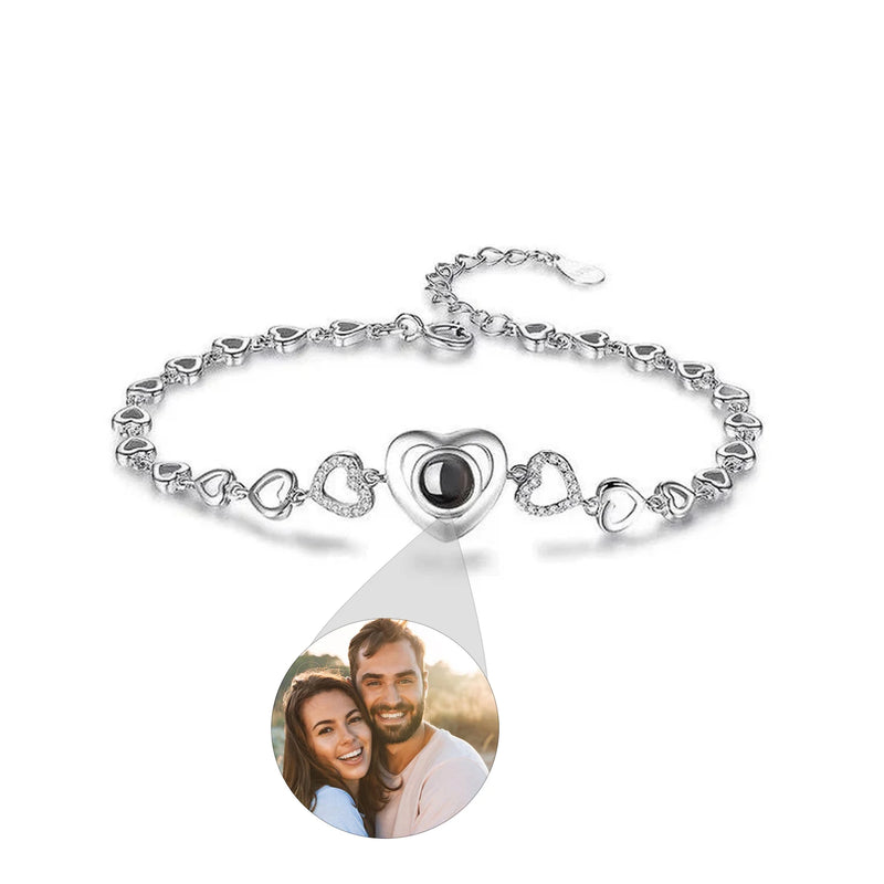 Personalized Projection Photo Bracelet-Heart Pendant Bracelet-Projection -Memorial Photo Bracelet-Photo Jewelry